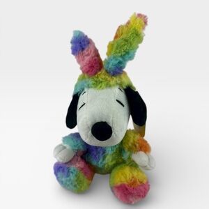 Hallmark Peanuts Snoopy Rainbow Tie Dye Easter Bunny Small 6" Plush NWT